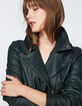 Women’s zip sleeve lambskin leather jacket-1