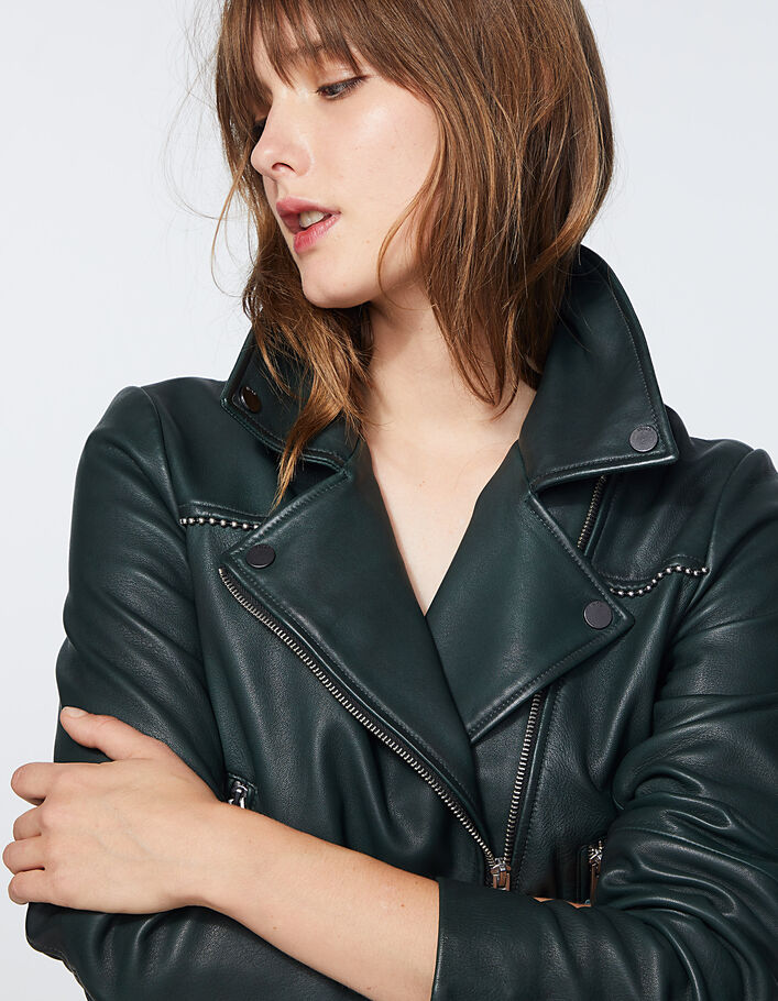Women’s zip sleeve lambskin leather jacket - IKKS