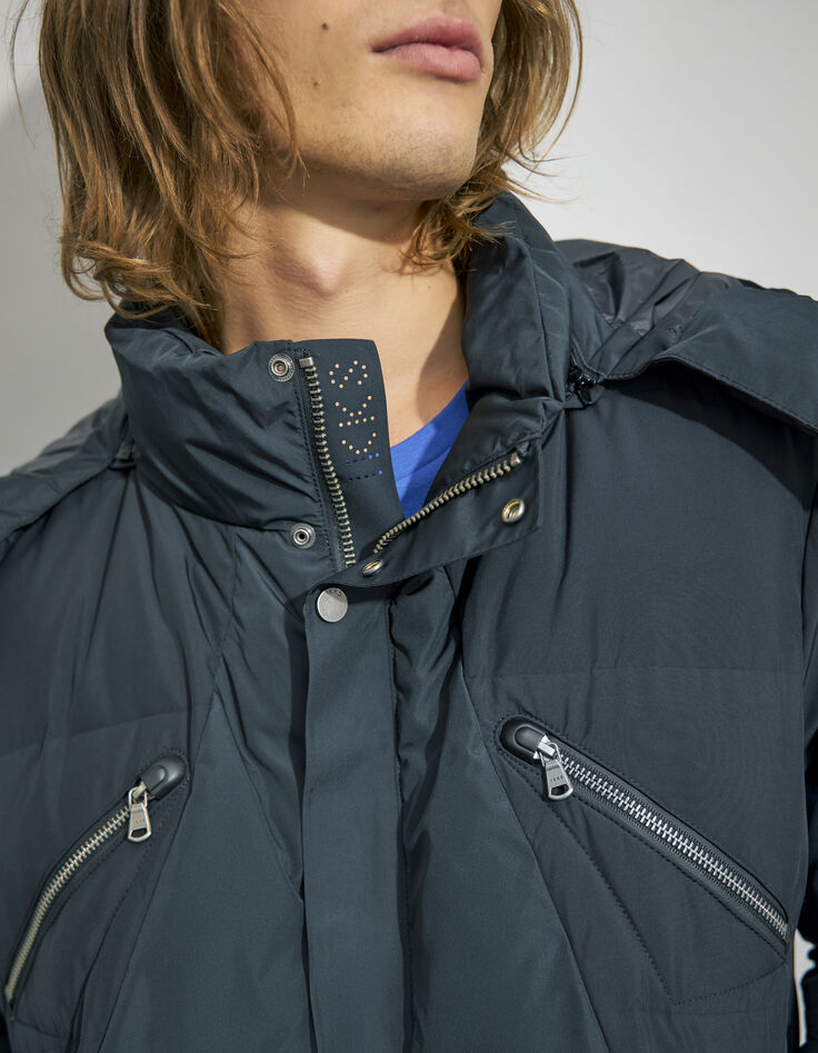 Schwarze Herrensteppjacke mit Rei&szlig;verschlusstaschen-4