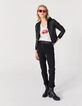 Weißes Damen-T-Shirt  mit Acid-Wash-Optik und Lippen-Motiv-1