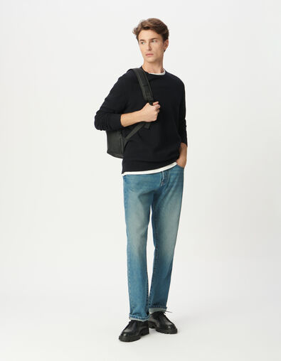 Pull marine tricot relief col rond Homme - IKKS