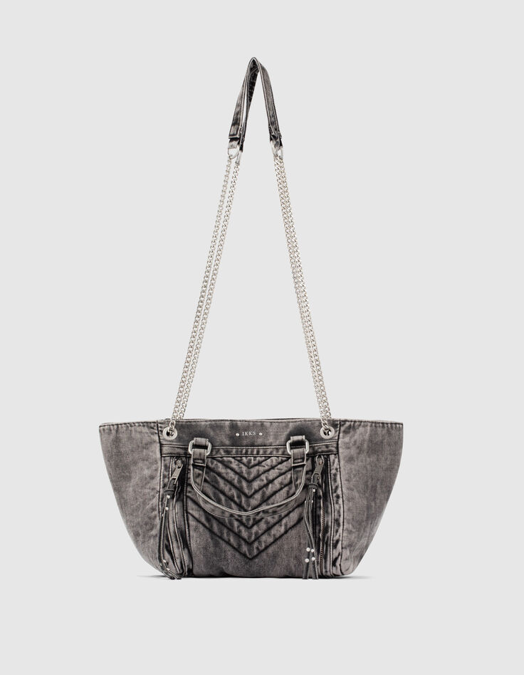 Sac LE 1440 MEDIUM DENIM matelassé chevrons femme-5