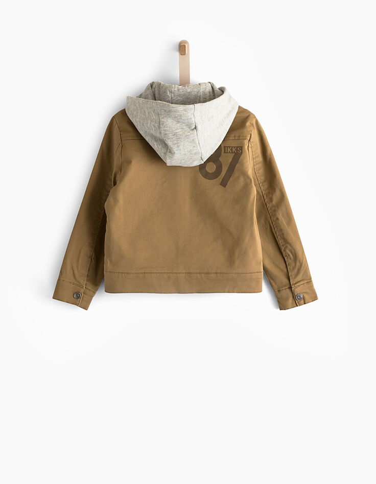 Camelbraune Jungenjacke mit abnehmbarer Kapuze -3