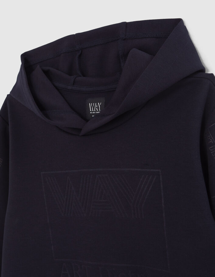 Boy’s navy print hoodie with tone-on-tone Arty print - IKKS
