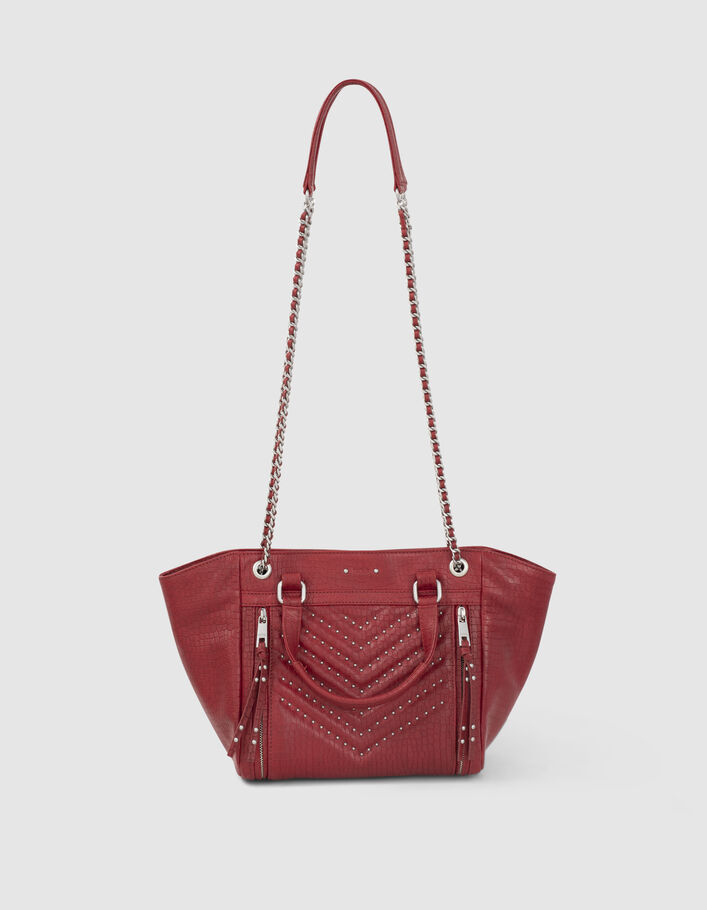 Rote Damencabastasche 1440 Medium, Leder mit Krokoprägung - IKKS