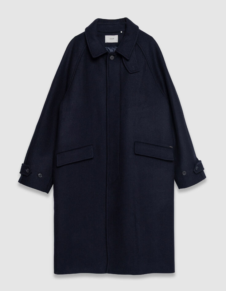 Men's navy blue long coat-7