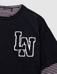 T-shirt 2-en-1 rayé et t-shirt noir manches courtes fille-7