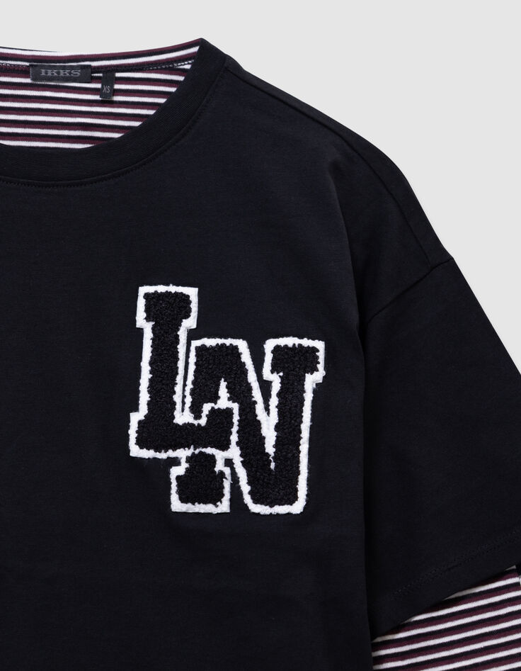 T-shirt 2-en-1 rayé et t-shirt noir manches courtes fille-7 T-shirt 2-en-1 rayé et t-shirt noir manches courtes fille-7