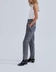 Grijze bootcut jeans hoge taille met riem Dames-4