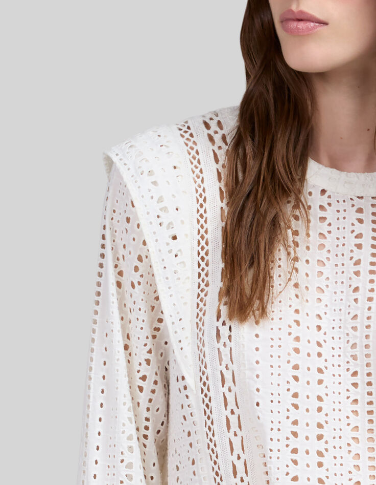 Blouse blanc cassé en guipure Femme-4