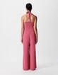 Women's pink halter pants jumpsuit-3