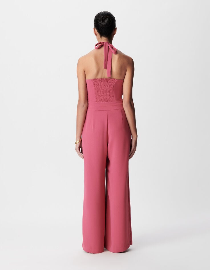 Women's pink halter pants jumpsuit-3