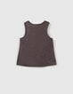Camiseta de tirantes gris oscuro pulseras bordadas niña-4