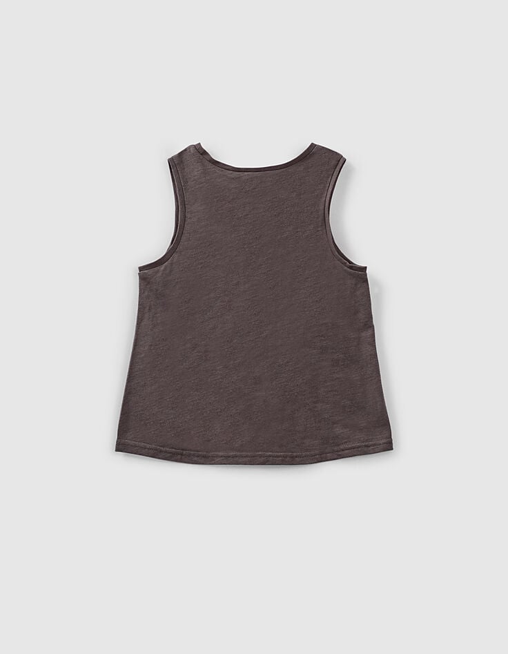 Camiseta de tirantes gris oscuro pulseras bordadas niña-4