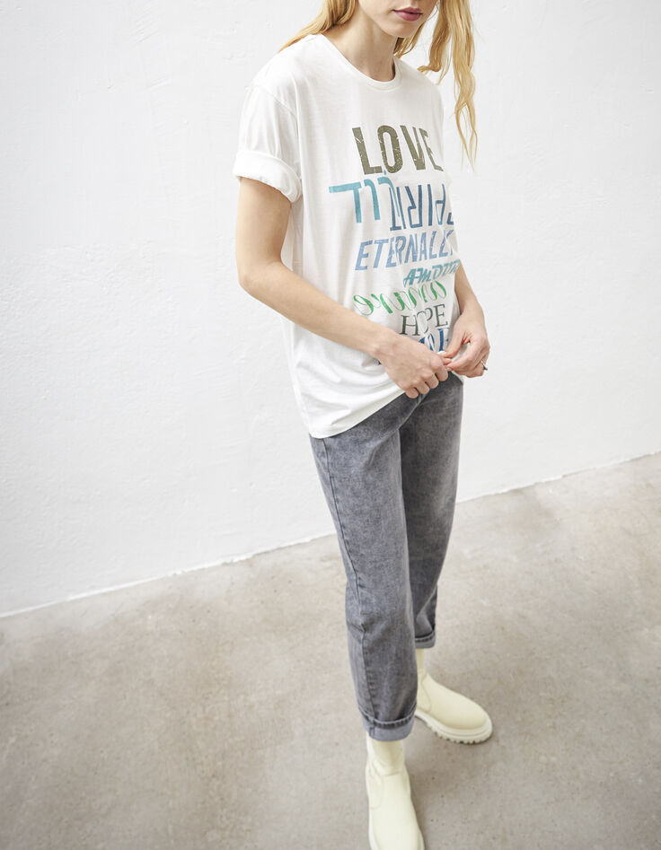 Tee-shirt loose en coton modal visuel message futur femme-2
