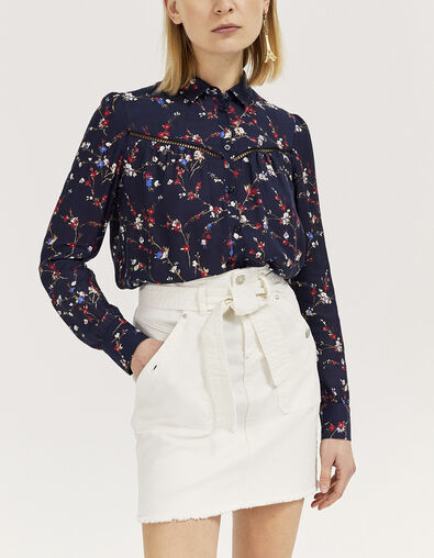 Chemise viscose et soie imprimé fleurs de cerisier femme - IKKS