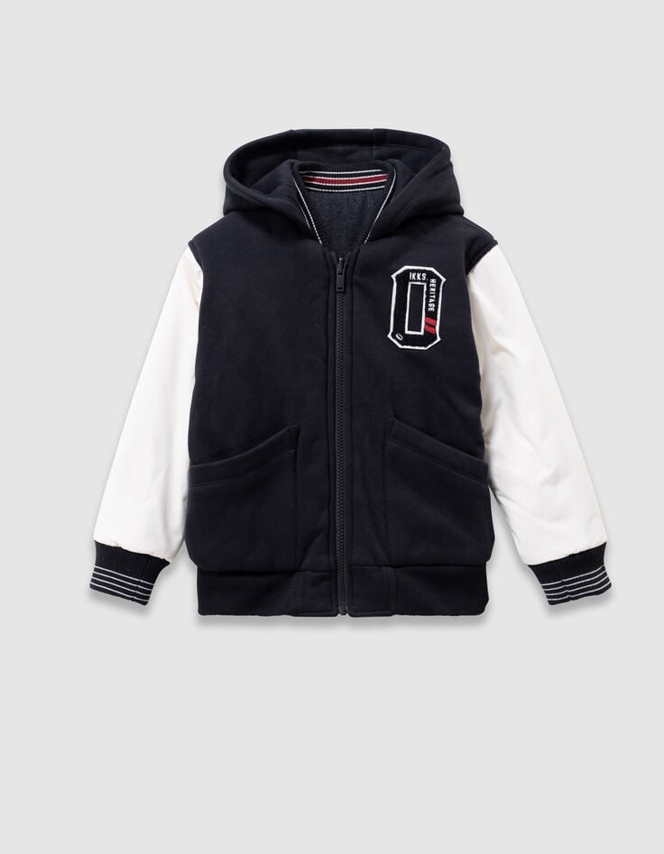 Blouson réversible esprit teddy noir et gris garçon-9
