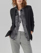 Langer, schwarzer Metallic-Damenblazer-1