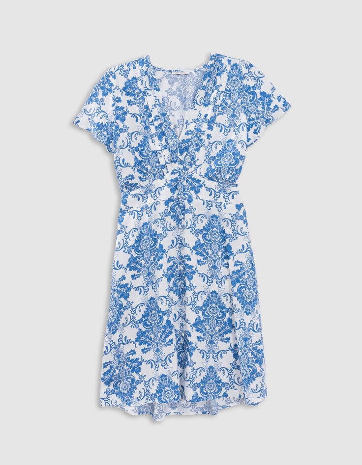 Robe LENZING™ ECOVERO™ imprimé faïence bleu Femme-6