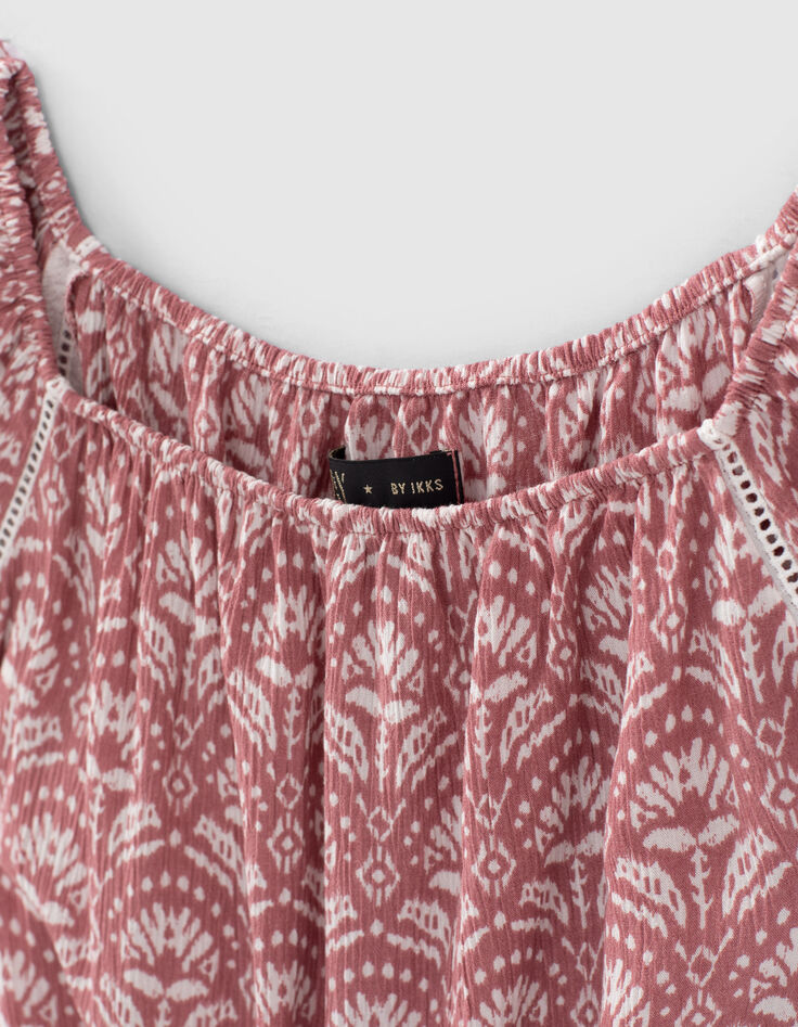 Mono corto rosa palo Ecovero&reg; estampado batik ni&ntilde;a-2