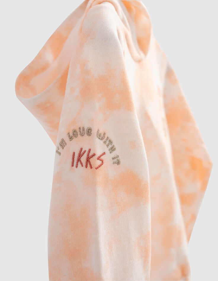 Girls’ orangey embroidered tie-dye print hoodie-6