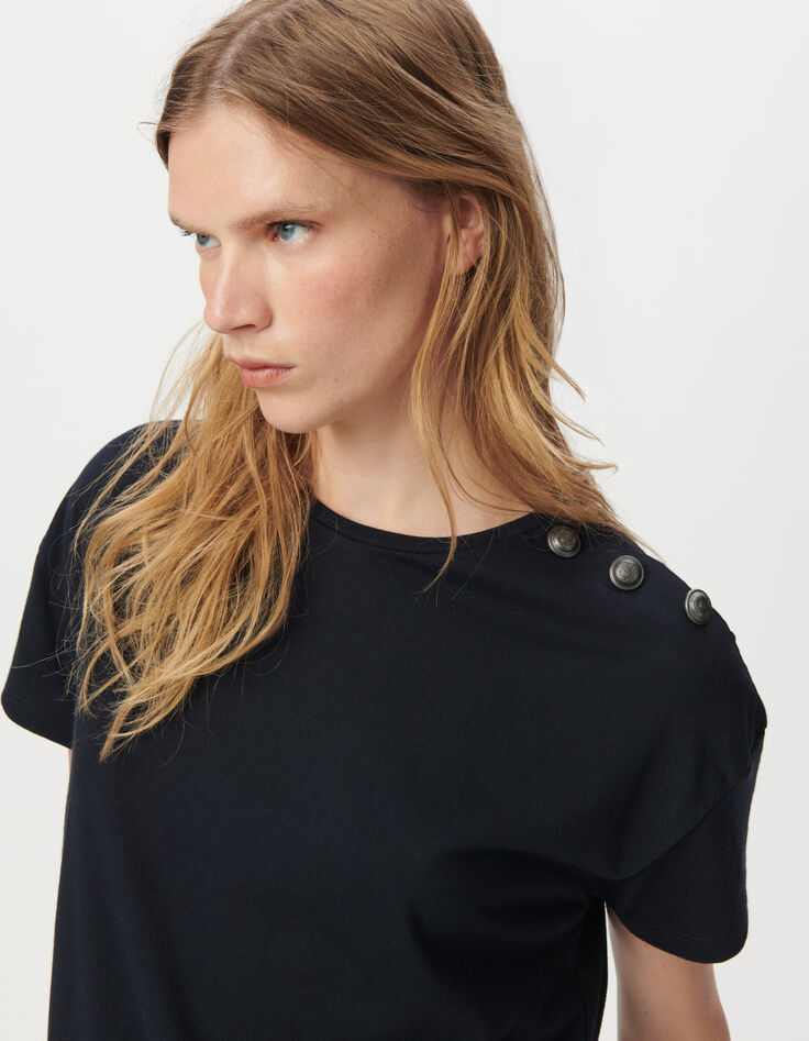 Marine T-shirt ronde hals militaire knopen-4