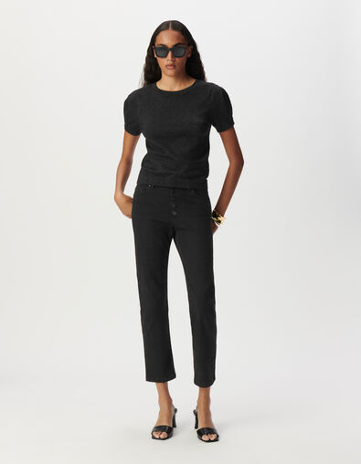 Pull noir tricot fin réversible devant dos - IKKS