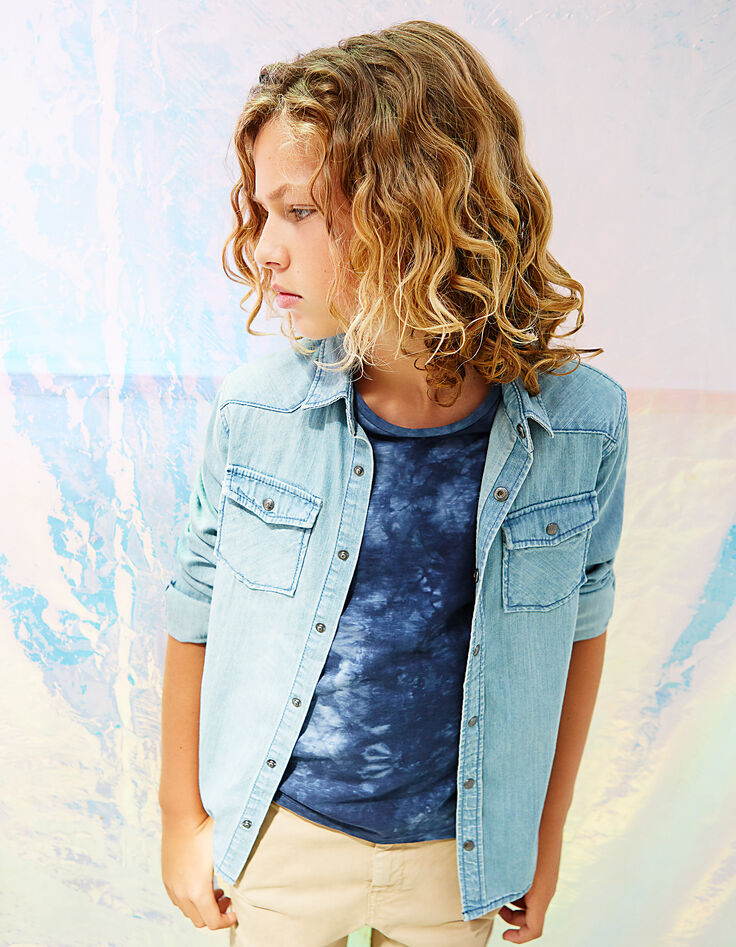 Camiseta navy con efecto tie dye niño -1