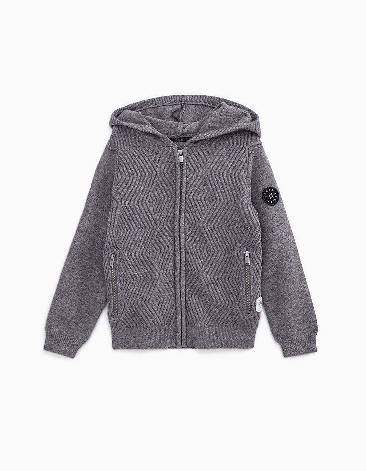 Cárdigan granito jaspeado cremallera tricot relieve niño-1