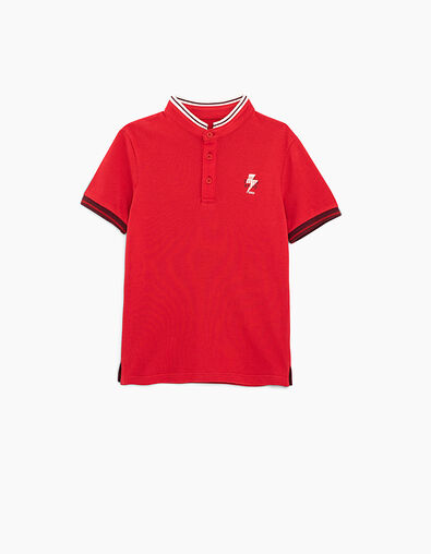 Polo rouge moyen à col rayé debout garçon  - IKKS