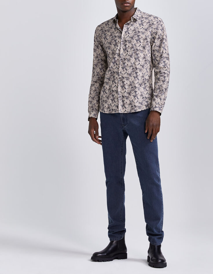 Stahlblaues SLIM-Herrenhemd mit Liberty&reg;-Rosenprint-6