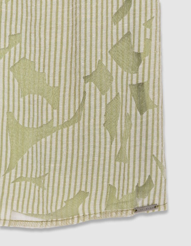 Top sin mangas verde estampado mixto rayas y vegetal Mujer-9