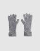 Gants noirs en maille avec revers rayé Femme-3 Gants noirs en maille avec revers rayé Femme-3