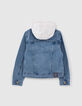 Chaqueta vaquera stone blue ecológico capucha felpa niño -3