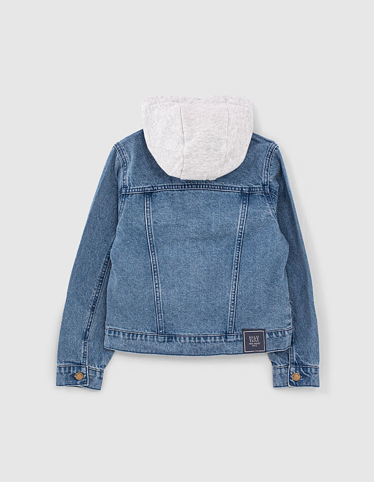 Chaqueta vaquera stone blue ecológico capucha felpa niño -3