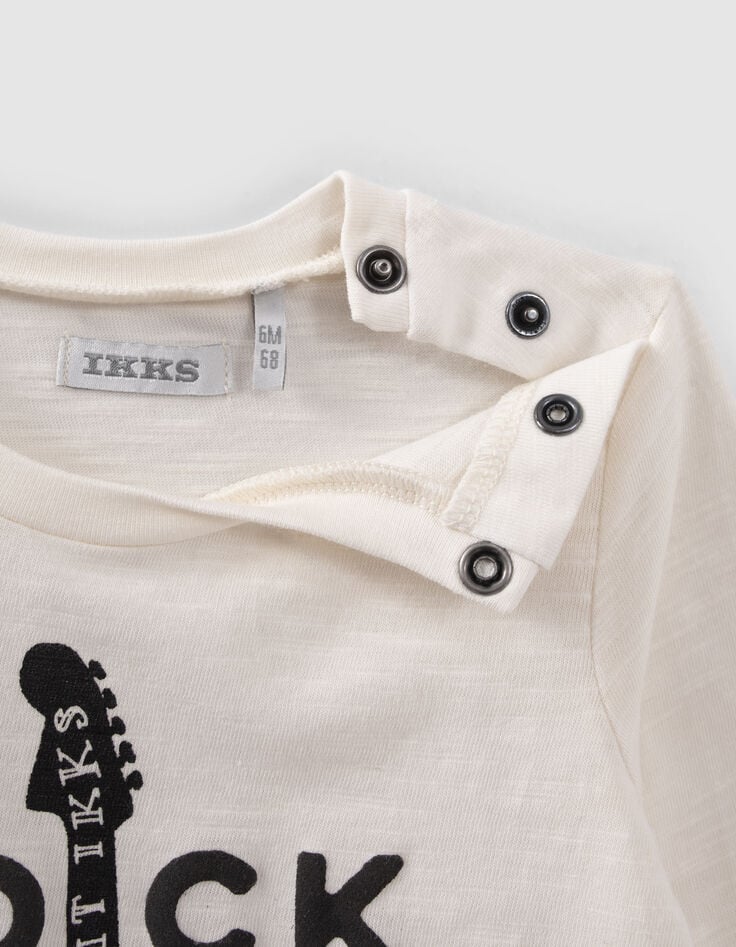 Baby boys' organic grey joggers and ecru T-shirt outfit-5 Baby boys' organic grey joggers and ecru T-shirt outfit-5
