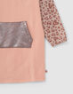Girls’ pink leopard motif sweatshirt dress-4