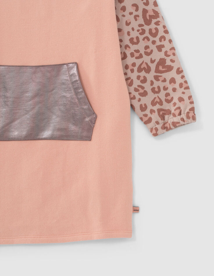 Girls’ pink leopard motif sweatshirt dress-4