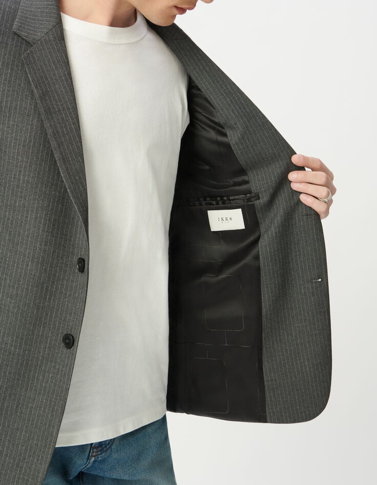 Men’s grey pinstripe suit jacket-5 Men’s grey pinstripe suit jacket-5