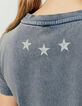 Tee-shirt en coton jersey bleu gris tête de cerf femme-4