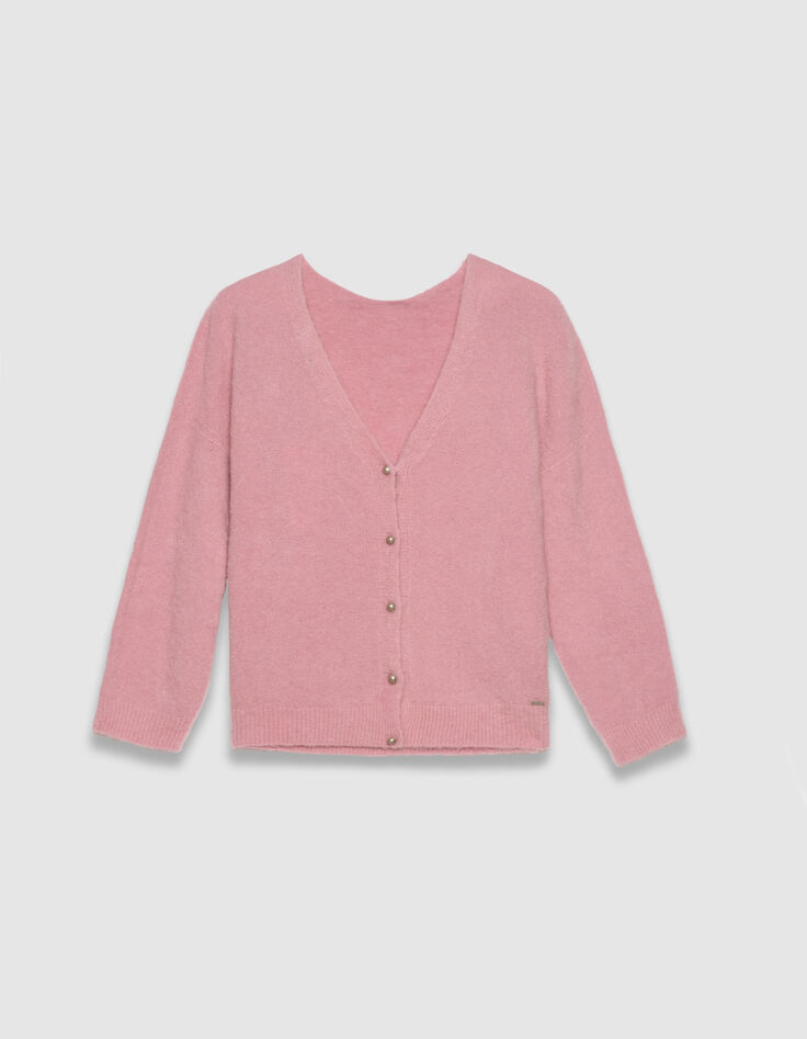 Cardigan rose tricot réversible devant/dos Femme-7