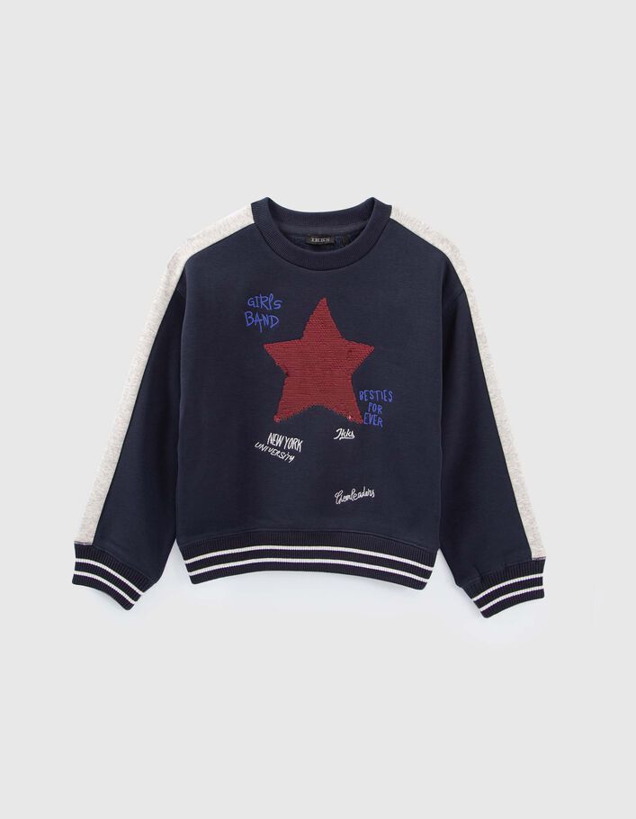 Sudadera azul marino estrella lentejuelas reversibles niña-4