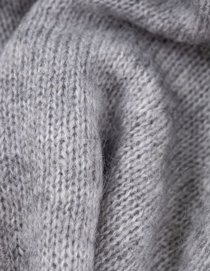 Grauer Rollkragenpullover für Damen mit Lurex-Rippung-7