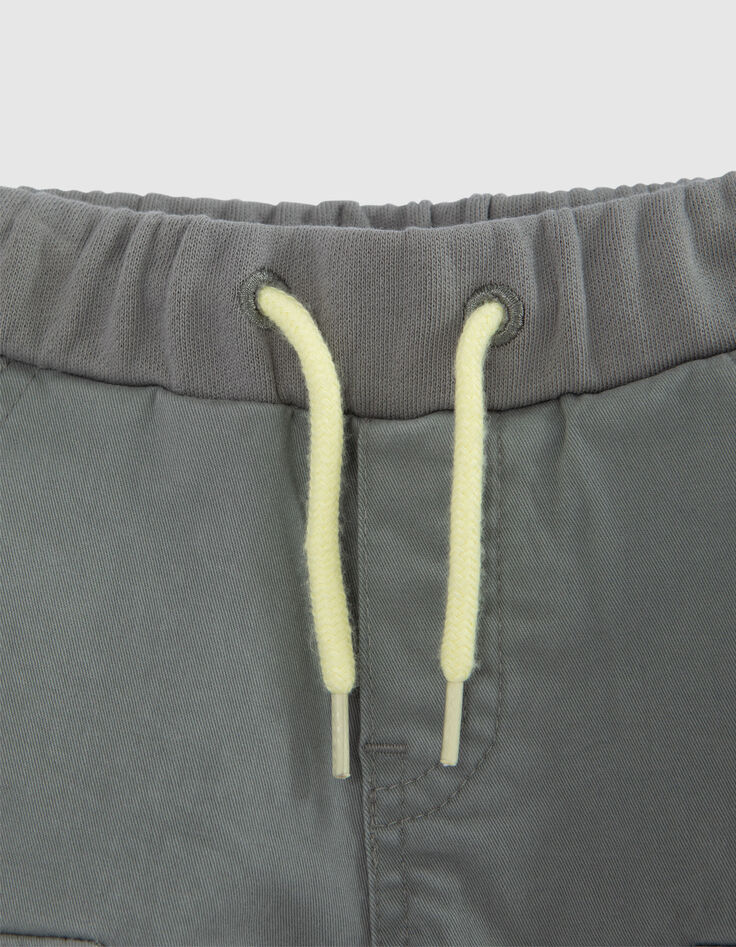 Baby boys’ khaki mixed fabric CARGO trousers-2