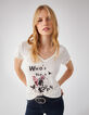 Tee-shirt lin certifié blanc visuel  graphique femme-2
