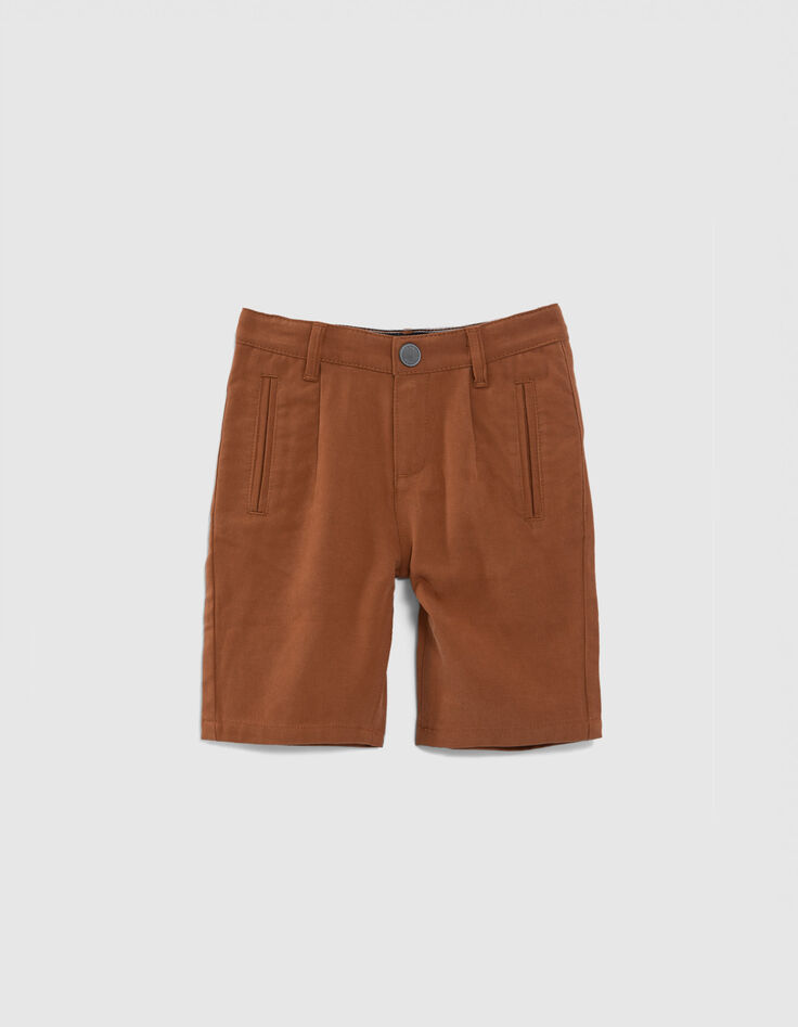 Boys’ camel Bermuda shorts with detachable straps-3