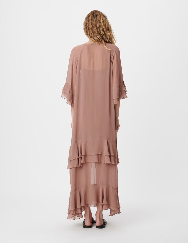Blush long flowing dress with ruffles for women-3