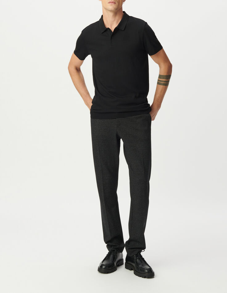 Men’s black cotton modal polo shirt-2