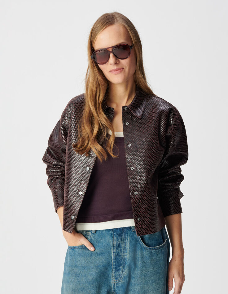 Dames overhemd van pythonleer met maokraag-2