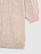 Robe beige chiné tricot torsadé fille-4